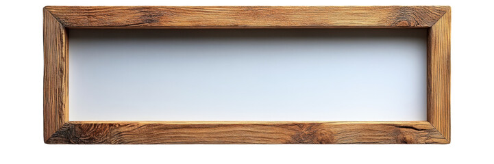 Naklejka premium Elegant thin wood frame, sharp corners, refined design, minimalist aesthetic, complementing a clean white backdrop