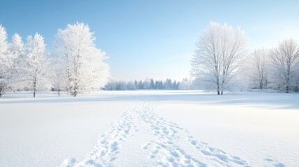 Fototapeta premium Winter landscape with snow-covered trees.