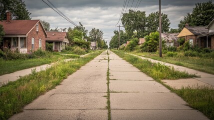 Obraz premium Overgrown Sidewalks in Suburban Decay