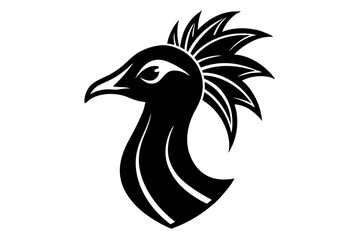 Peacock head mascot with silhouette vector logo design