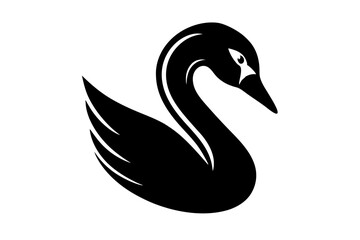 Swan head mascot with silhouette vector logo design