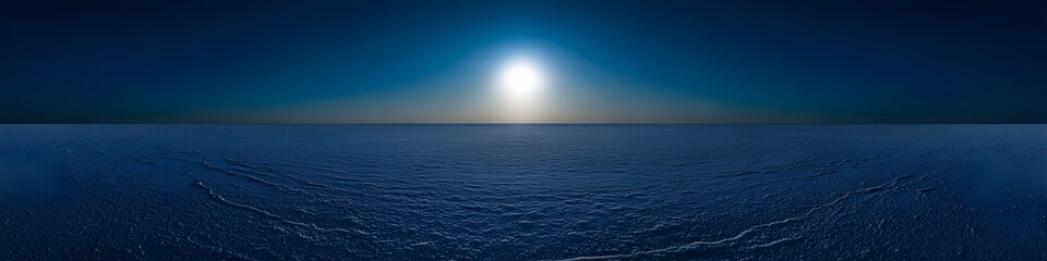 Obraz premium Panoramic shot of the Rann of Kutch salt flats under the full moon. with dramatic shadows and glowing white expanses stretching into the horizon. in 4K resolution