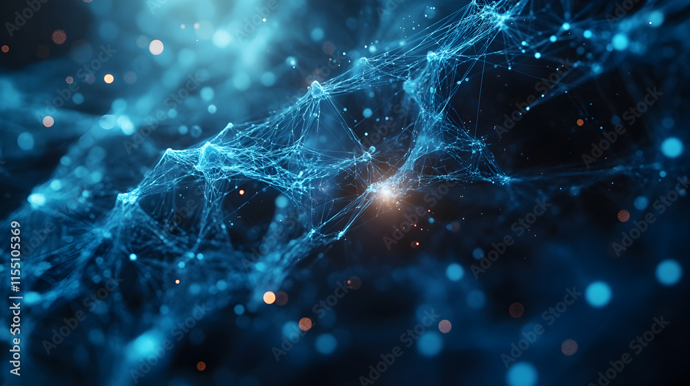 Poster abstract network visualization of digital connections and data flow