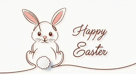  A simple white background with a single outline of a bunny and “Happy Easter” in elegant script.