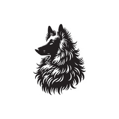 Minimalist Belgian Sheepdog - Silhouette of Belgian Sheepdog - Vector of Belgian Sheepdog.