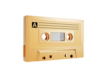 Obraz premium Golden Old Vintage Audio Cassette Tape Mock Up. 3d Rendering
