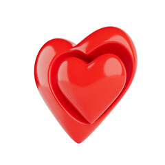 Love Concept.  Two Red Hearts, One Small Inside The Big One. 3d Rendering