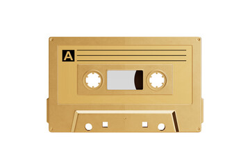 Golden Old Vintage Audio Cassette Tape Mock Up. 3d Rendering