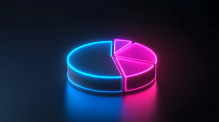 Fototapeta premium Illuminating Insights: A Neon Pie Chart Displaying Data Trends with a Futuristic Glow Against a Dark Background