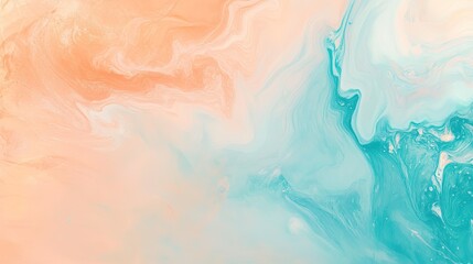 Fototapeta premium Abstract Swirling Peach and Teal Paint Design