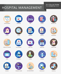 Hospital management rounded color icon set. contain calendar, appointment, doctor, nurse, diagnostic, clinic and more. Vector EPS 10 for print, digital UI, UX kit, web and app for business management