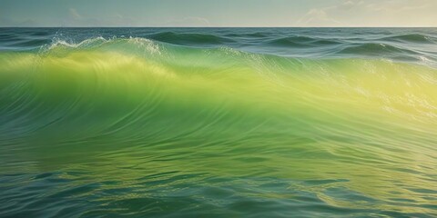 Obraz premium Soft yellow and green gradient with a wavy water effect, pastel, landscape, subtle