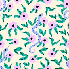 Floral Snake Pattern Illustration