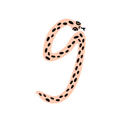 Stylized Snake Shaped Like Number Nine
