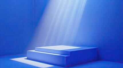 Blue Room Display Platform With Light Beams