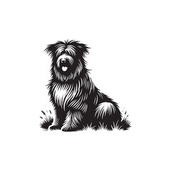 Minimalist Pyrenean Shepherd Dog Vector - Pyrenean Shepherd Dog Silhouette - Dog Illustration.