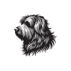 Minimalist Pyrenean Shepherd Dog Vector - Pyrenean Shepherd Dog Silhouette - Dog Illustration.
