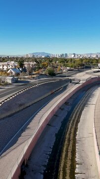 Flamingo Wash Las Vegas Flood Control Drone Video Aerial Nevada 