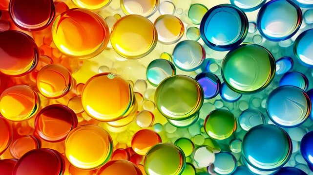 Colorful droplets create a vibrant abstract pattern in a visually striking design filled with contrast and depth