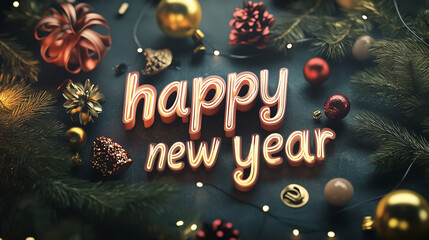 Happy new year written on a beautiful background for celebration