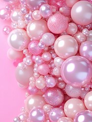 Fototapeta premium Luminous Pink Pearls on a Soft Background