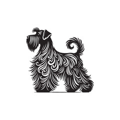 Minimalist Black Russian Terrier Dog Vector - Black Russian Terrier Silhouette - Illustration of Dog.