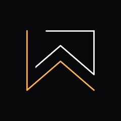 This is a flat logo design of an abstract monogram W in minimalist line style
