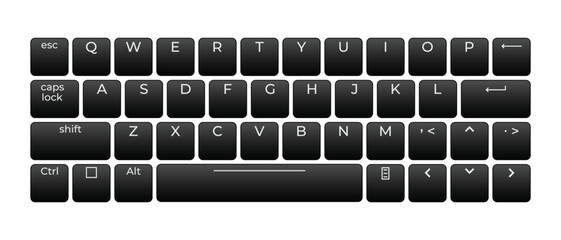 Computer keyboard button layout template with letters for graphic use. Modern computer keyboard. Vector illustration