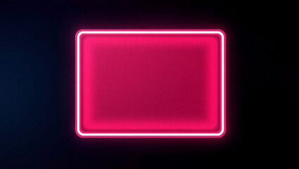 AI generative. Frame border light with rectangle neon glow effect pink on the dark background. 63