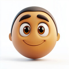 Fototapeta premium 3D Indian man face emoji showing relief, relaxed eyes and subtle smile, transparent background.