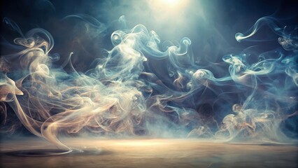 Ethereal misty atmosphere with wispy smoke tendrils dancing in the air