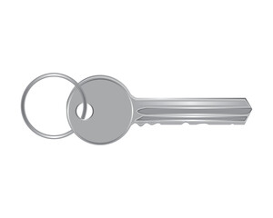 vector design of a key with a chain made of gray iron or steel which is usually used to open house doors or cupboards or fences and so on