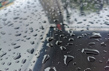 background of raindrops on the car body