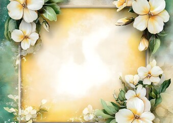 A floral frame with a soft gradient background, ideal for invitations or announcements.
