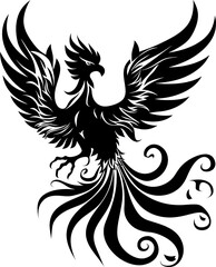 Fototapeta premium Elegant phoenix illustration with flowing wings