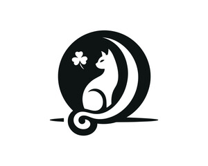 Cat logo design icon symbol vector template. Silhouette cat illustration