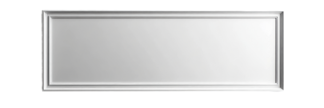 Elegant white frame with metallic accents, minimalist style, set against a clean white background, ideal for modern decor