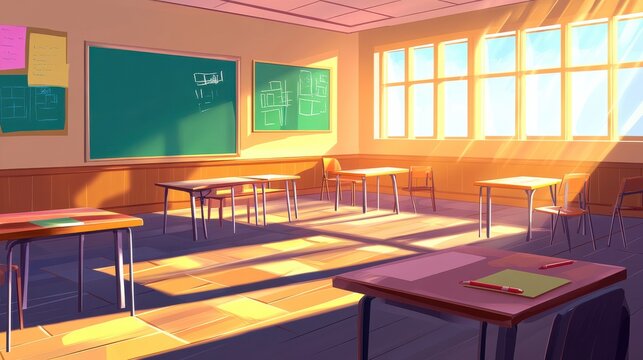 Modern Classroom Design with Natural Light and Visual Hierarchy - Powered by Adobe