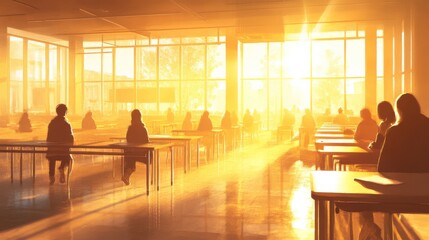 Modern Classroom Design with Warm Light Atmosphere