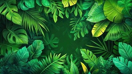 Lush Green Tropical Foliage Background Image