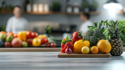Fresh Fruits and Vegetables on Kitchen Counter