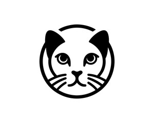 panda Cat logo design icon symbol vector template. Silhouette cat illustration