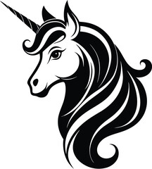 Elegant Unicorn head silhouette icon vector illustration