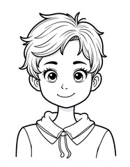 A young boy with a smile on his face. He is wearing a white shirt and a red scarf