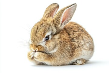 Obraz premium Adorable Baby Rabbit Cleaning Itself
