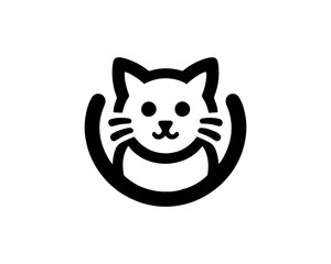 Cat logo design icon symbol vector template. Silhouette cat illustration