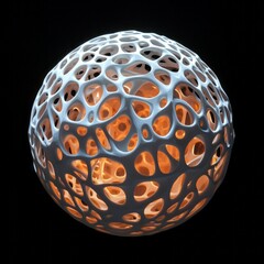 A perfectly round, vibrant orange fruit with detailed, realistic texture, softly lit with cinematic lighting