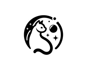 Cat logo design icon symbol vector template. Silhouette cat illustration