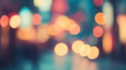 Obraz premium Blurred bright glowing lights of district in megapolis under dusk sky in evening on blurred background