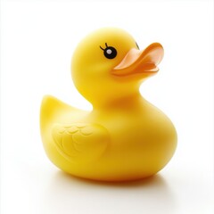 Bright yellow rubber duck captures attention with its playful charm and classic design in a minimalist setting